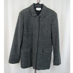 Paradox Women's 14 Tweed Wool Blend Coat Grey Gray Collared Coat Hidden Buttons
